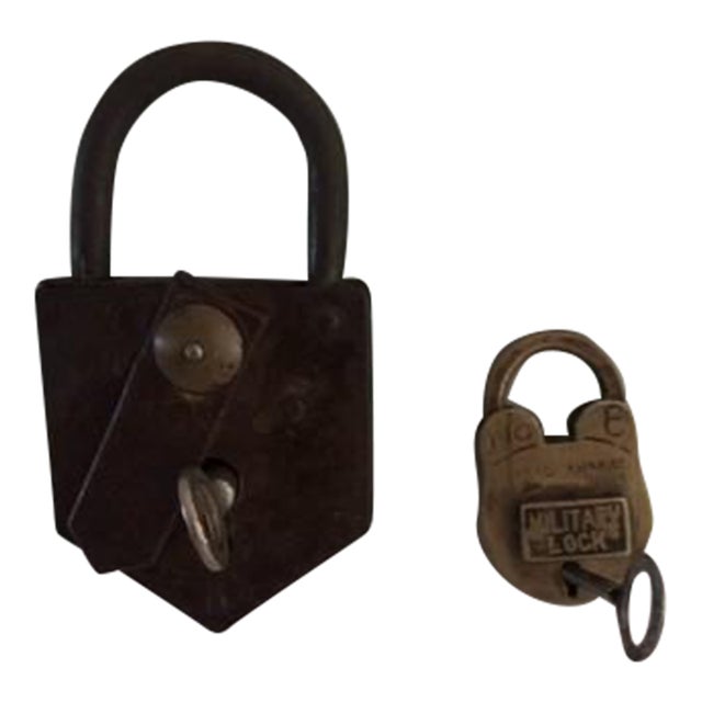 Antique Metal Locks With Original Keys, a Pair For Sale