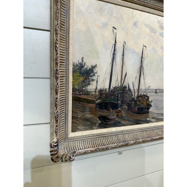 Late 19th Century Oil "Leeboard Barges" by Edward De Looz-Block For Sale In Nashville - Image 6 of 9