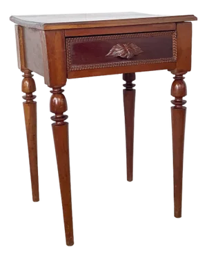 19th Century French Provincial Walnut Side Table With Hand-Carved Leaf Drawer