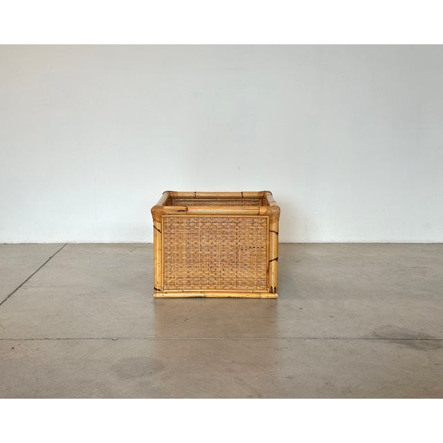 Wicker and Bamboo Planter, 1970s For Sale - Image 4 of 8