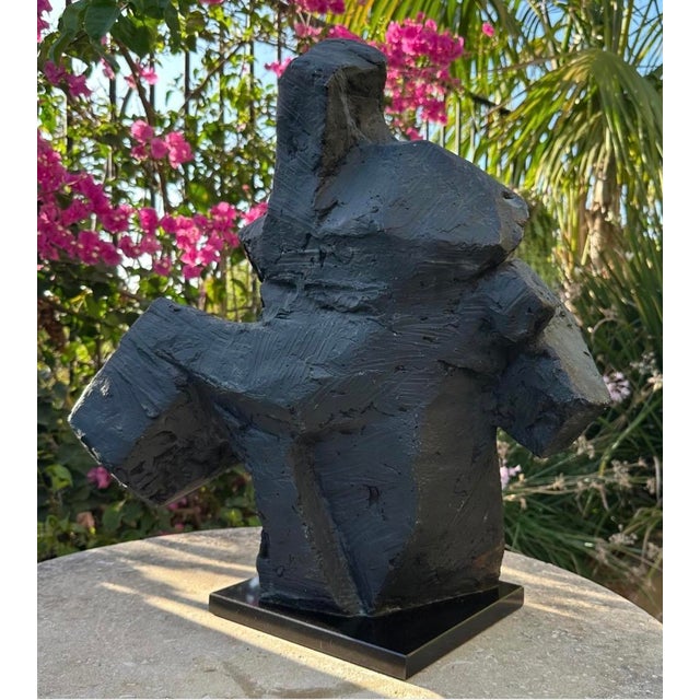 Black Ju Ming (Zhu Ming) Taichi Series Abstract Sculpture – Painted Copper (Bronze Finish), Marble Base, 19" H For Sale - Image 8 of 18