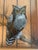 Rustic Late 20th Century Reverse Painting on Glass of Great Horned Owl on a Pine Branch For Sale - Image 3 of 6