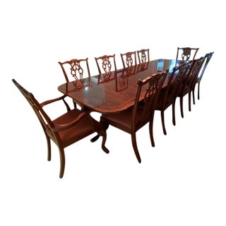 Mahogany Extendable Dining Table and Chairs - Set of 11 For Sale