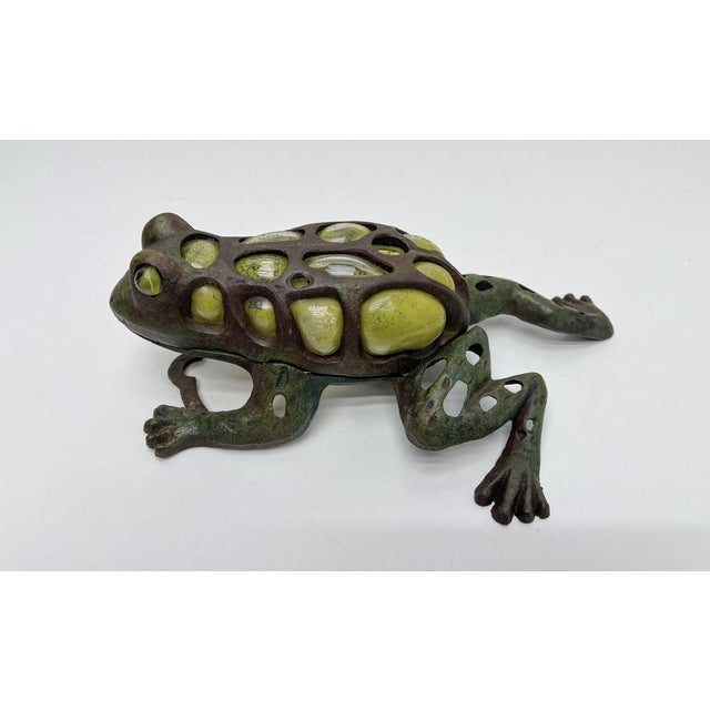 1970s Japanese Iron and Blown Glass Frog Garden Lantern, 1970s For Sale - Image 5 of 18