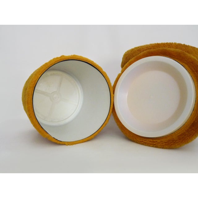 Textile Orange-Yellow Faux Fur Ottomans with Interior Storage Compartment, 1970s For Sale - Image 7 of 10