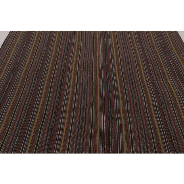 Rug & Kilim Vintage Persian Kilim, Square Rug in Fine Polychromatic Stripes - Rug & Kilim For Sale - Image 4 of 8