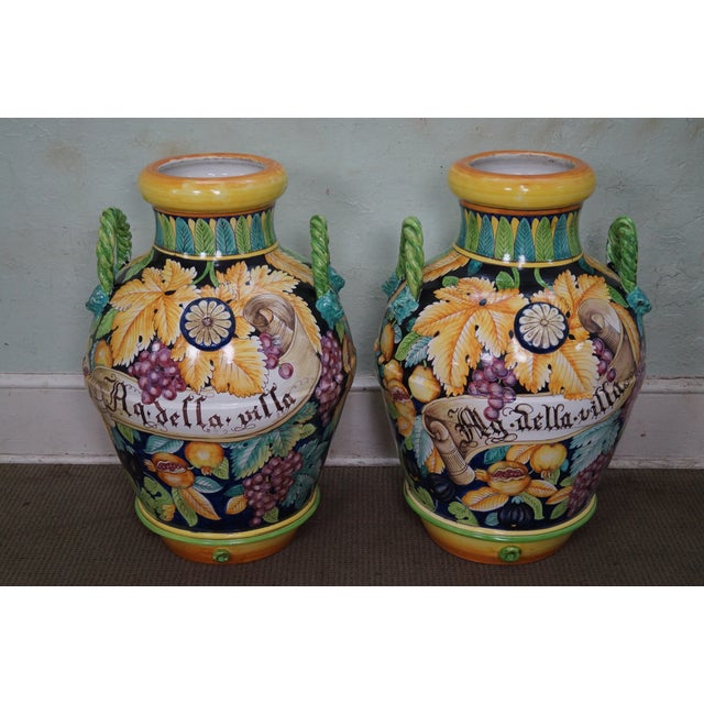 Italian Pottery Majolica Urns A Pair Chairish