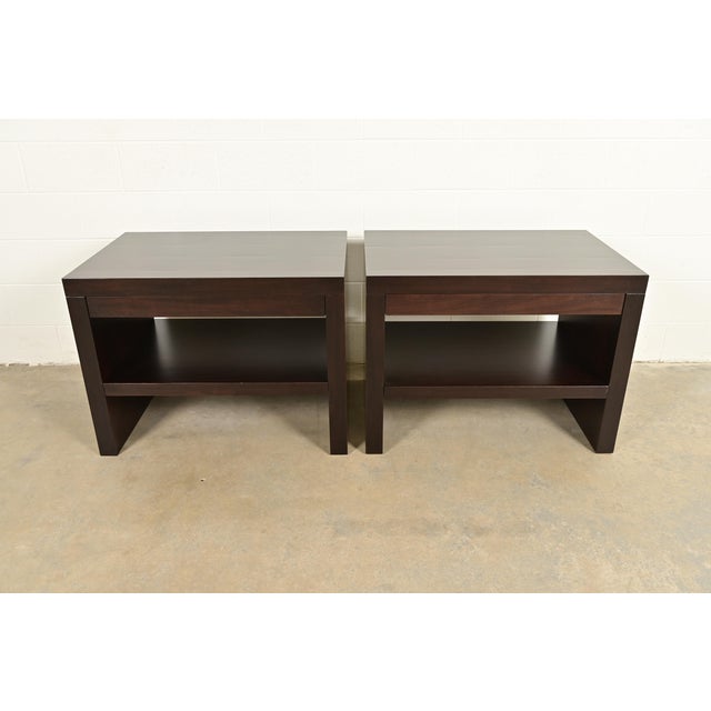 Baker Furniture Company Barbara Barry for Baker Furniture Modern Oversized Dark Mahogany Nightstands, Newly Refinished For Sale - Image 4 of 15
