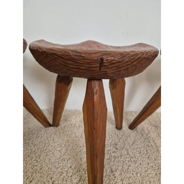Rustic Stools in the style of Jean Touret, 1950s, Set of 4 For Sale - Image 11 of 18
