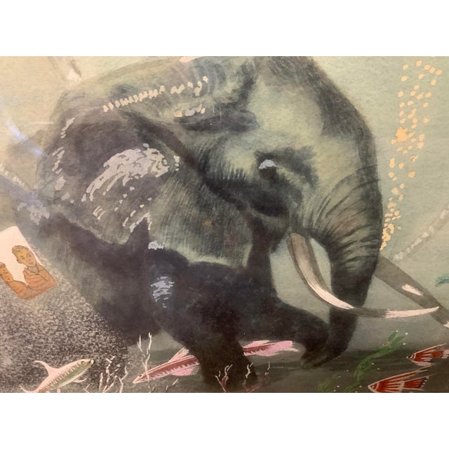 20th Century Surrealist Watercolor Elephant and Octopus For Sale In New York - Image 6 of 7