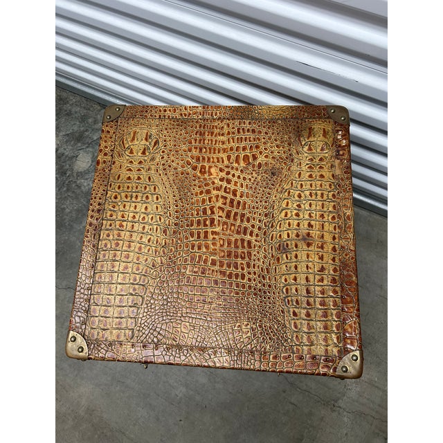 Vintage Leather Faux Croc Trunk For Sale - Image 4 of 8