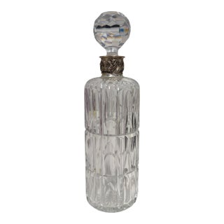 Antique Sterling Silver Mount Cut Crystal Decanter For Sale