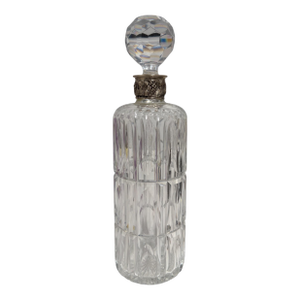Antique Sterling Silver Mount Cut Crystal Decanter