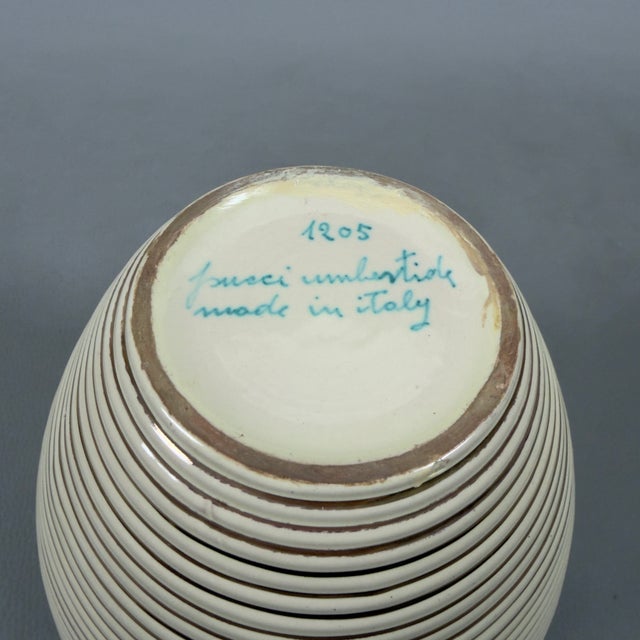 Beige Vintage Beige and Orange Ceramic Vase with Relief Flowers from Umbertide Fornaci For Sale - Image 8 of 11
