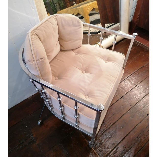 Set of Mid-Century Chrome Spindle Armchairs with Casters from Drexel, USA, 1970s For Sale - Image 6 of 17