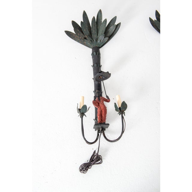 Antique Hand-Painted Iron Chinoiserie Sconces, France, 19th Century - a Pair For Sale In New York - Image 6 of 13