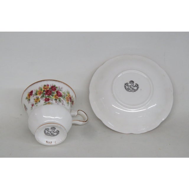 White Royal Grafton Red Yellow Roses Bone China Flowers Tea Cup and Saucer Set 4655b For Sale - Image 8 of 12