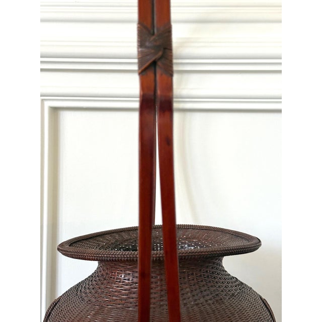 Large Rare Japanese Bamboo Flower Basket Hahakago by Tokosai For Sale - Image 10 of 18