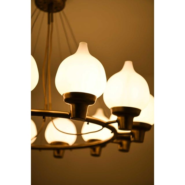 This exceptionally rare ceiling lamp, designed by Hans Bergström and produced by Ateljé Lyktan in Åhus, Sweden, is a...