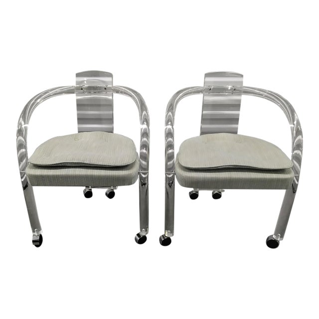 Charles Hollis Jones Acrylic chairs Wonderful condition Original upholstery Minor crazies in the arms of the chairs . Not...