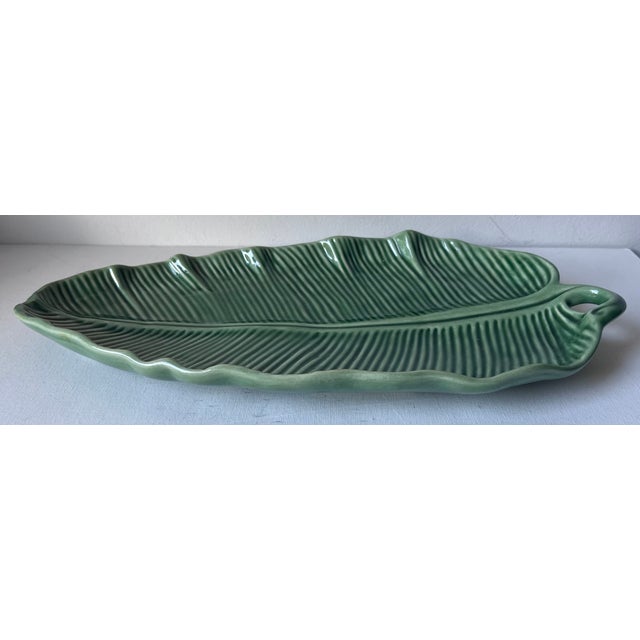 Vintage Bordallo Pinheiro Green Banana Leaf 15" Platter For Sale - Image 9 of 10