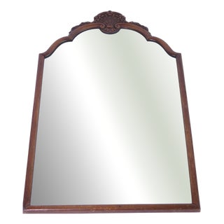 Antique Ornate Scalloped Wall Mirror with Floral Carved Ornament, 1890s For Sale