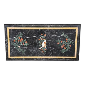Superb Inlaid Marble Pietra Dura Marble Rectangular Dining Table Top - No Base