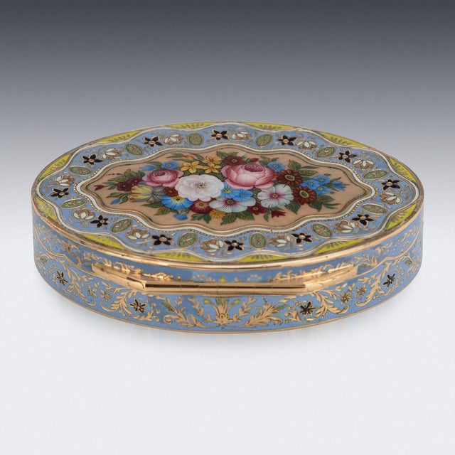 Metal Antique 19th Century Swiss 18k Gold & Enamel Snuff Box, Geneva, 1830s For Sale - Image 7 of 18