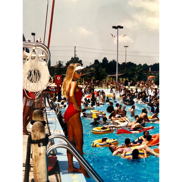 Jay Wolke, Crowded Swimming Pool Signed Vintage Color Photograph Chicago Photo Jay Wolke, 1986 For Sale - Image 4 of 7
