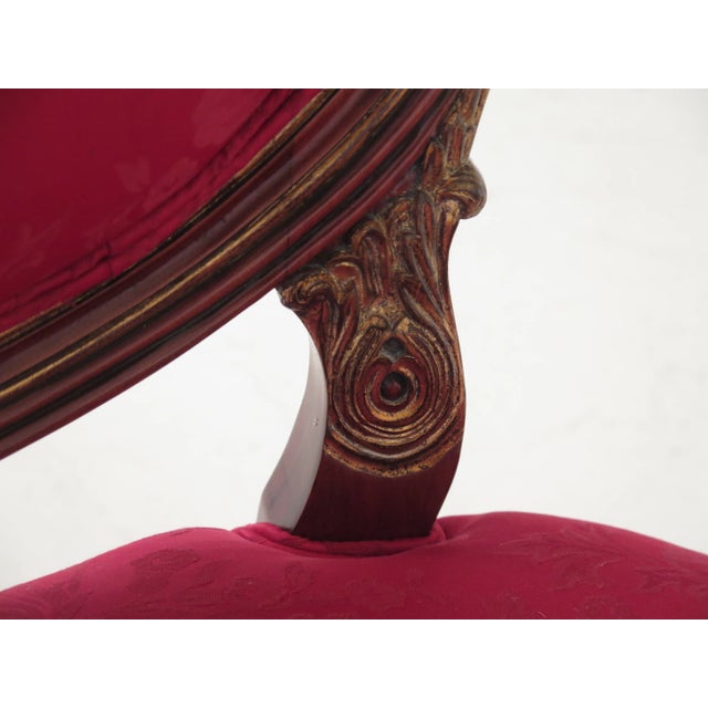 Wood French Louis XVI Style Mahogany & Gold Arm Chairs - a Pair For Sale - Image 7 of 13