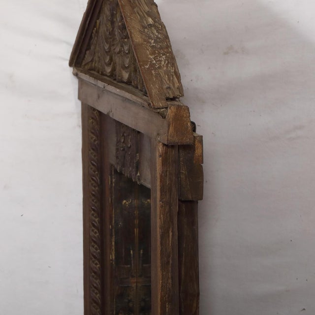 Indian Antique Indian Teakwood Window Frame, C. 1880-1900, With a Mirror Added For Sale - Image 3 of 4