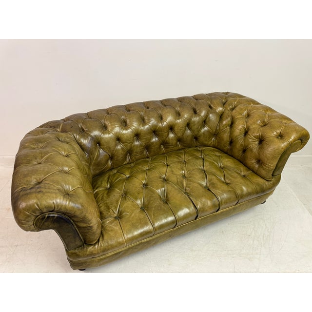 Antique Chesterfield Sofa in Patinated Leather, 1890s For Sale - Image 11 of 16