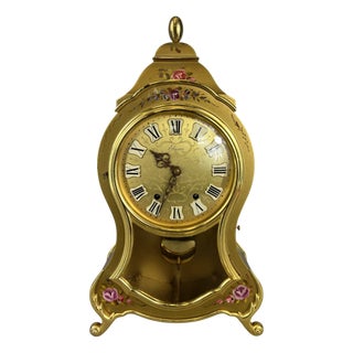 Vintage French-Style Gilded Mantel Clock For Sale