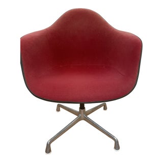 1950s Vintage Eames Upholstered Fiberglass Shell Armchair For Sale
