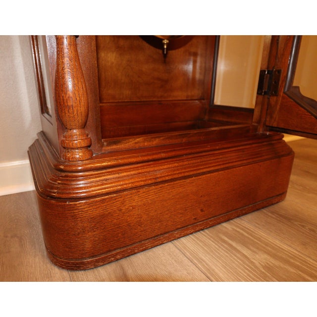 Ridgeway Model 266 Vintage Grandfather Clock in Cherry With Moon Dial, Triple Chime For Sale - Image 6 of 15