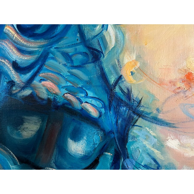 Julia Musson-Laboureau, Large Blue, 1982, Oil on Canvas For Sale - Image 7 of 11