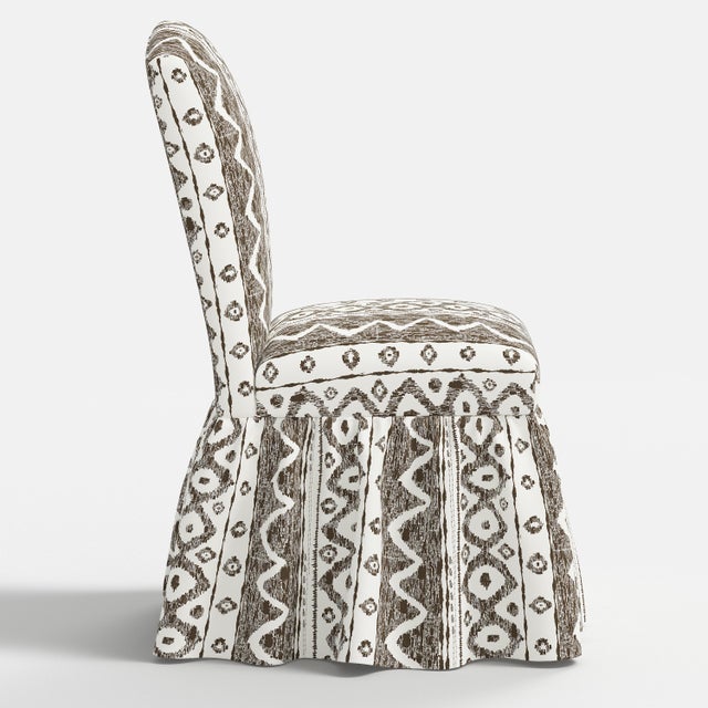 Not Yet Made - Made To Order Ruffle Camel Back Dining Chair in Linny Ikat Brown For Sale - Image 5 of 7