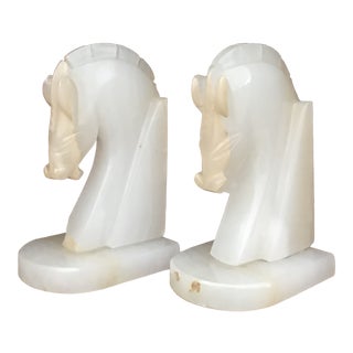 Vintage Marble Horse Bookends - a Pair For Sale