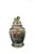 highly decorative Chinese Rose Medallion style enameled porcelain covered urn, richly decorated with colorful figural...