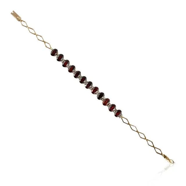 Not Yet Made - Made To Order Art Deco Natural Blood Red Garnet 11.1 Carats Gemstone Bracelet in 14k Gold For Sale - Image 5 of 17