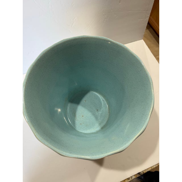 Mid-Century Modern 1950s Mid-Century Speckled Blue/Green Glazed #10 Ceramic Bauer Pot For Sale - Image 3 of 6