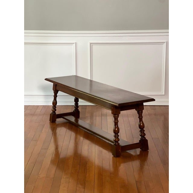 English Harden Furniture Country English Style Cherry Wood Bench With Splayed Legs, 20th C. For Sale - Image 3 of 14