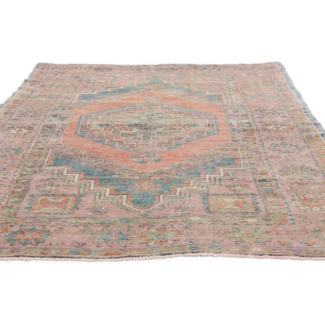 Tribal Vintage Turkish Oushak Rug, 04'03 X 06'00 For Sale - Image 3 of 10