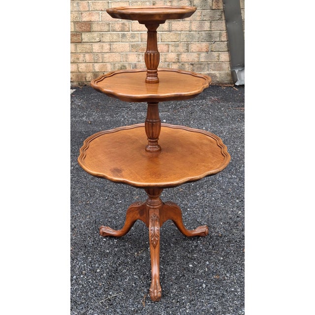 Early 20th Century George III Style Mahogany Three Tier Dumdwaiter by Mersman For Sale - Image 5 of 8