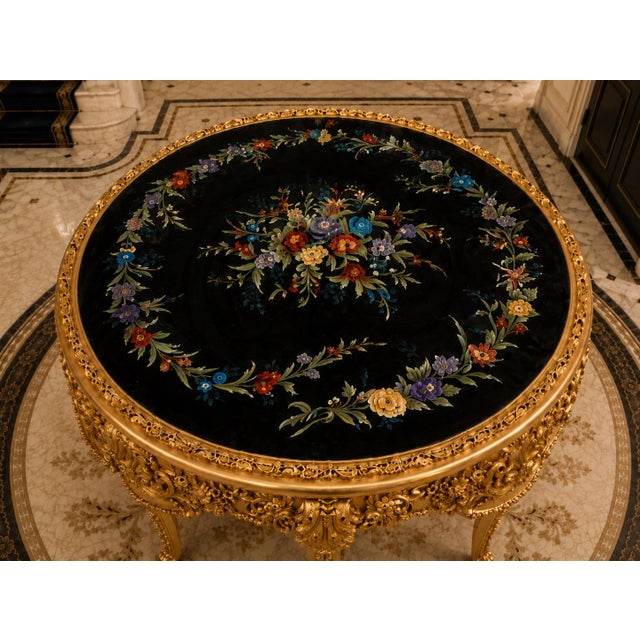 Late 20th Century Late 20c Italian Artisan Baroque Gold Beech Center Table For Sale - Image 5 of 9