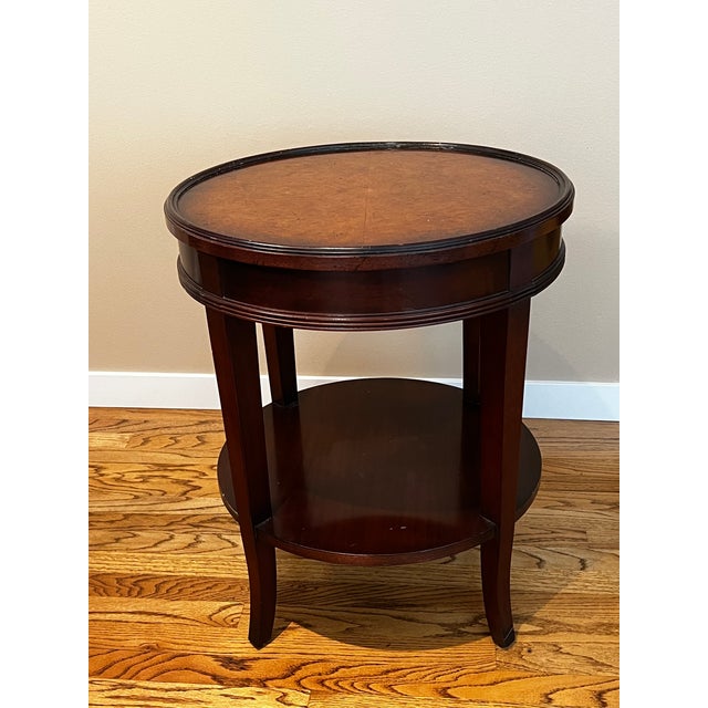 Traditional Late 20th Century Baker Furniture Milling Road Italian Provincial Mahogany and Burl Wood Side Table For Sale - Image 3 of 13