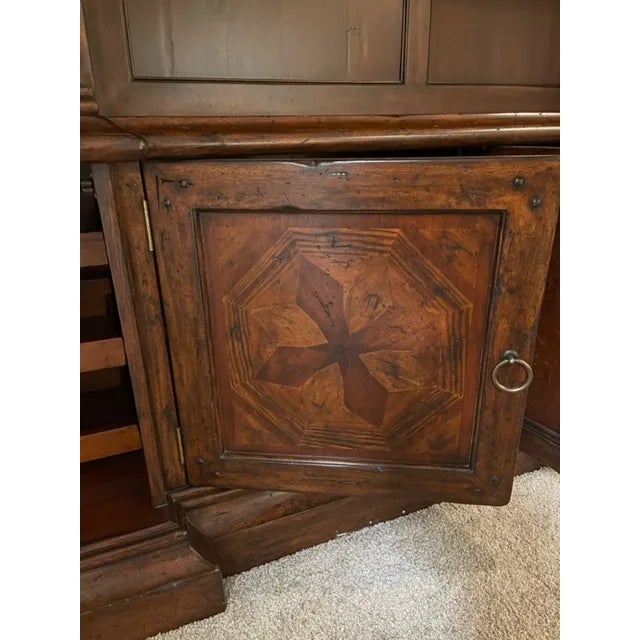 Early 21st Century Rustic European Style Italian Inlaid Bookcase For Sale - Image 5 of 11