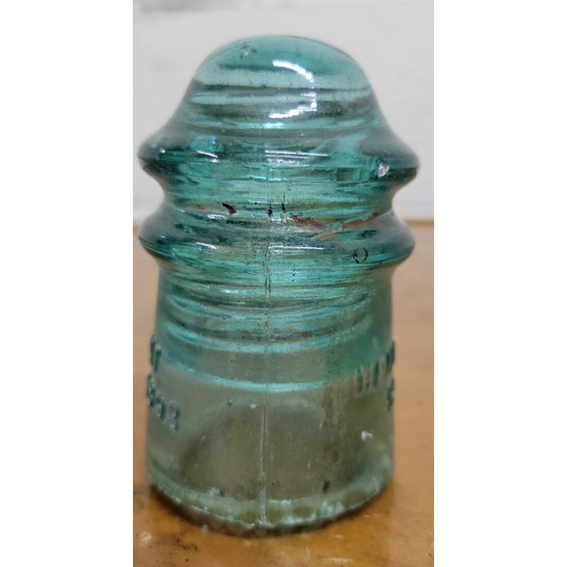 Glass Vintage Hemingray No. 9 Aqua or Teal Glass Insulator For Sale - Image 7 of 10