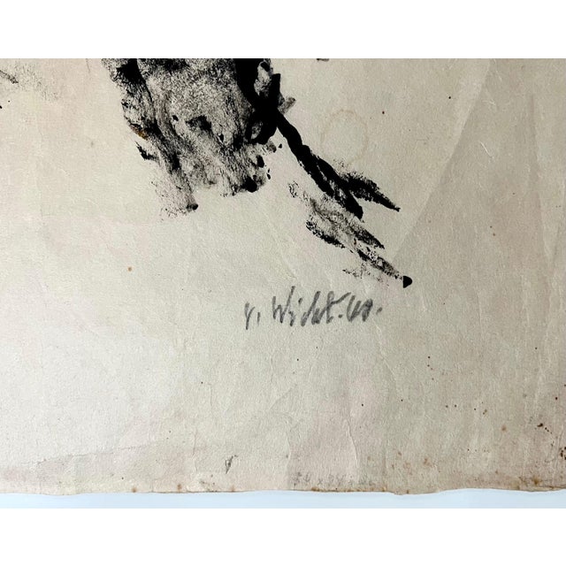 Mid 20th Century John Von Wicht, Large Abstract Expressionist Oil Painting on Rice Paper Modernist John Von Wicht, c.1960's For Sale - Image 5 of 15