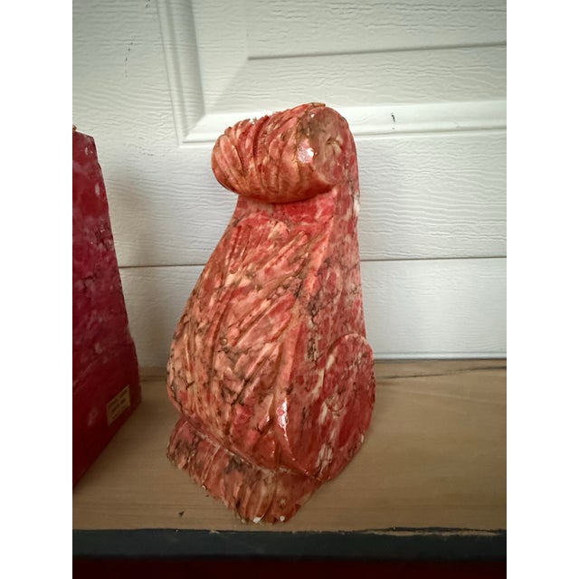Late 20th Century Pink Italian Alabaster Scroll Bookends For Sale - Image 10 of 11